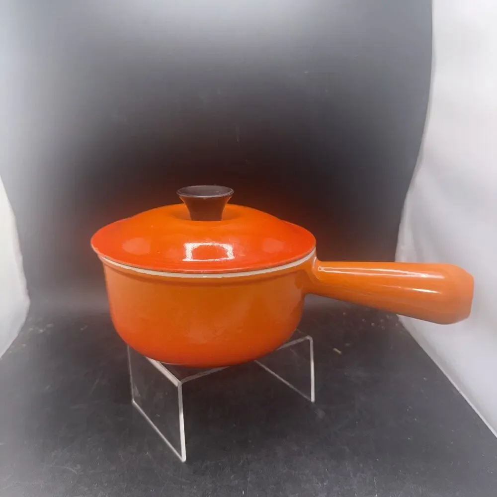Le Creuset #14 Flame Orange Enameled Cast Iron Saucepan w/Lid Made in France